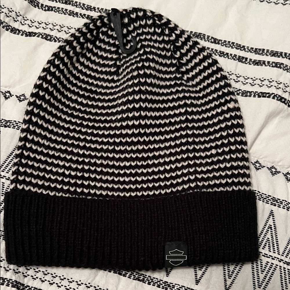 Harley-Davidson Black and White Knit Beanie